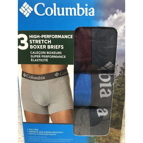 Columbia High-Performance Stretch Boxer Briefs 3 Pack Men's L 36-38 Multicolor - Picture 6 of 7